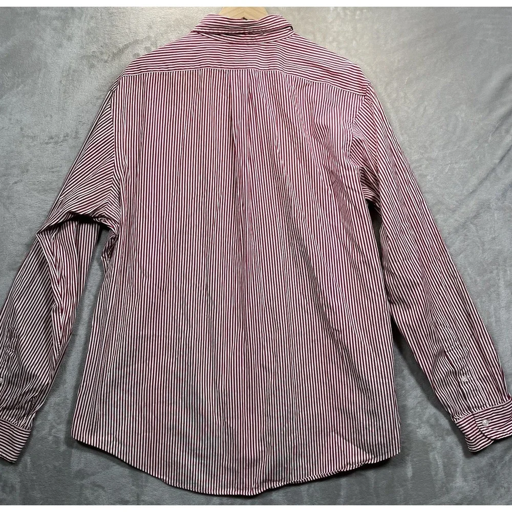Ralph Lauren Mens XXL Custom Fit Striped Button Down Shirt Red Cotton